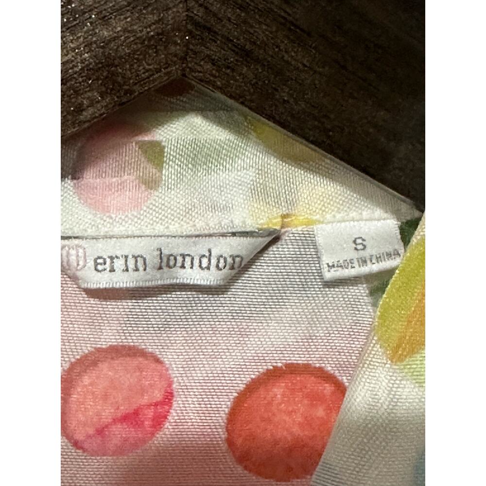 Erin London Women’s Poka Dot 3/4 Sleeve Button Up Sheer Blouse size small - Picture 3 of 4